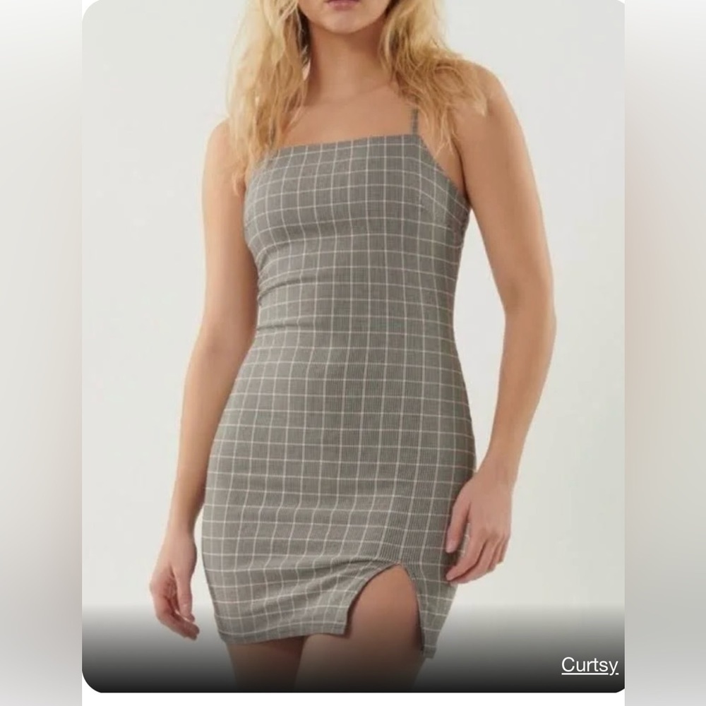 Garage bodycon plaid spaghetti straps lace up mini dress size S sexy valentines
